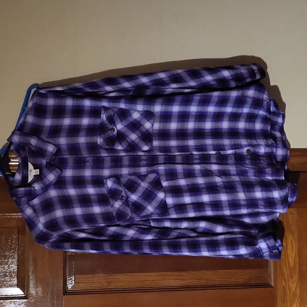 Terra and sky button down 1x purple plaid
